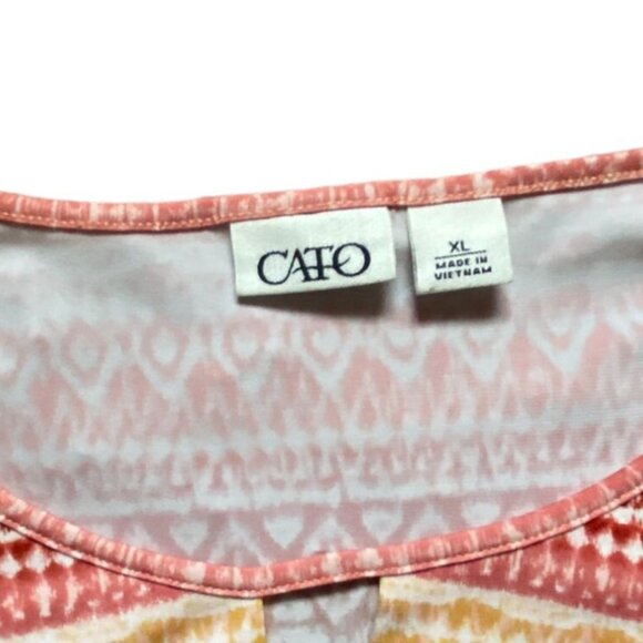 CATO Womens Cap Sleeve Patterned Blouse-Neckline Cut-Out-Sixe XL-GUC - Picture 3 of 5